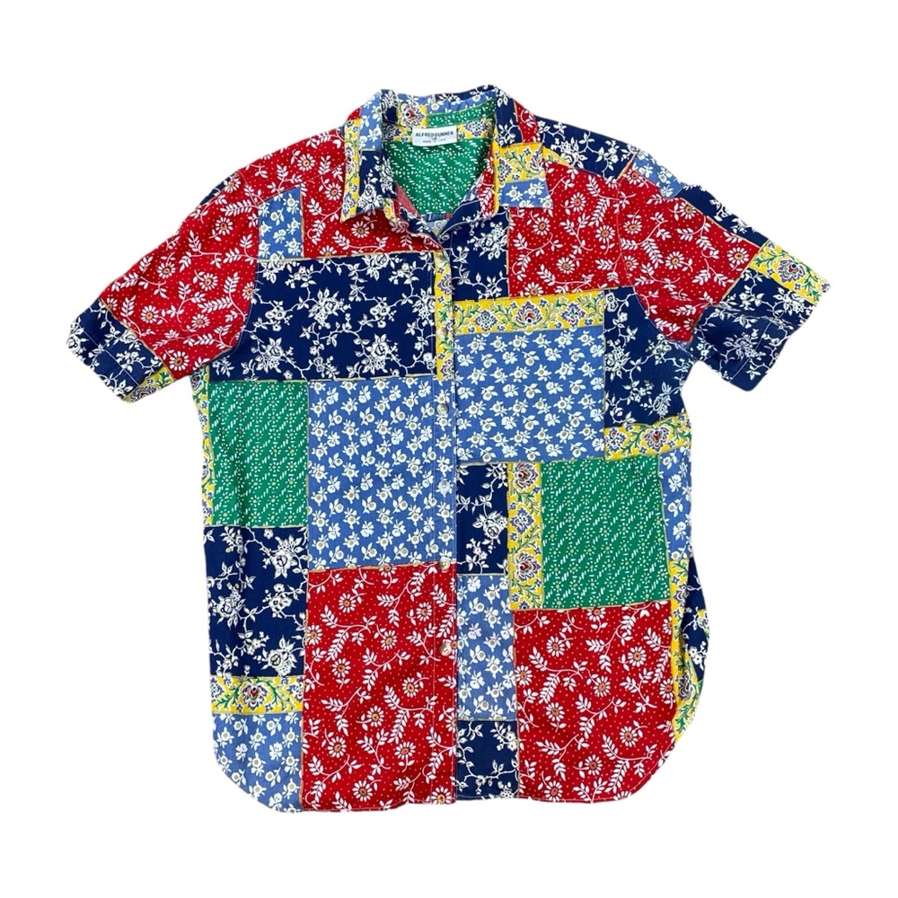 Vintage Alfred Dunner patchwork print button down top size 18
